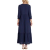 image:imageLYANER Womens Henley V Neck Button 34 Sleeve Ruched Tiered Flowy A Line Casual Long DressNavy Blue