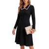 image:imageLYANER Womens Lapel Collar Long Sleeve Flare A Line Keyhole Casual Party Mini DressBlack