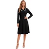 image:imageLYANER Womens Lapel Collar Long Sleeve Flare A Line Keyhole Casual Party Mini DressBlack