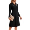 image:imageLYANER Womens Lapel Collar Long Sleeve Flare A Line Keyhole Casual Party Mini DressBlack