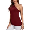 image:imageLYANER Womens One Shoulder Ruched Ruffle Short Sleeve Summer Elegant Blouse Shirt TopWine Red