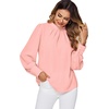 image:imageLYANER Womens Pleated Mock Neck Long Sleeve Blouse Pullover Work Office Shirt Tops Solid Pink XLarge