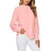 image:imageLYANER Womens Pleated Mock Neck Long Sleeve Blouse Pullover Work Office Shirt Tops Solid Pink XLarge