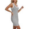 image:imageLYANER Womens Ribbed Knit Striped V Neck Sleeveless Bodycon Casual Beach Mini DressWhite