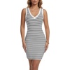 image:imageLYANER Womens Ribbed Knit Striped V Neck Sleeveless Bodycon Casual Beach Mini DressWhite