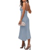 image:imageLYANER Womens Satin Spaghetti Straps Cowl Neck Sexy Ruch Cocktail Midi DressesDusty Blue