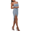 image:imageLYANER Womens Satin Spaghetti Straps Cowl Neck Sexy Ruch Cocktail Midi DressesDusty Blue