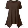 image:imageLYANER Womens Short Sleeve Blouse Crewneck Casual Asymmetrical Irregular Hem Tunic TopsDark Brown