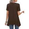 image:imageLYANER Womens Short Sleeve Blouse Crewneck Casual Asymmetrical Irregular Hem Tunic TopsDark Brown