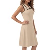 image:imageLYANER Womens Sleeveless Collared Dress Color Block A Line Flare Casual Midi DressesLight Beige