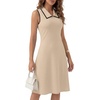 image:imageLYANER Womens Sleeveless Collared Dress Color Block A Line Flare Casual Midi DressesLight Beige