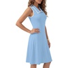 image:imageLYANER Womens Sleeveless Collared Dress Color Block A Line Flare Casual Midi DressesLight Blue