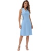 image:imageLYANER Womens Sleeveless Collared Dress Color Block A Line Flare Casual Midi DressesLight Blue