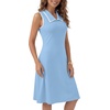 image:imageLYANER Womens Sleeveless Collared Dress Color Block A Line Flare Casual Midi DressesLight Blue