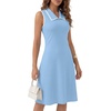 image:imageLYANER Womens Sleeveless Collared Dress Color Block A Line Flare Casual Midi DressesLight Blue