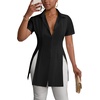 image:imageLYANER Womens Split Shirt Dress Collar Neck Button Down Short Sleeve Sexy Mini Dresses Club OutfitsBlack