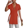 image:imageLYANER Womens Split Shirt Dress Collar Neck Button Down Short Sleeve Sexy Mini Dresses Club OutfitsCaramel