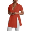image:imageLYANER Womens Split Shirt Dress Collar Neck Button Down Short Sleeve Sexy Mini Dresses Club OutfitsCaramel