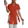 image:imageLYANER Womens Split Shirt Dress Collar Neck Button Down Short Sleeve Sexy Mini Dresses Club OutfitsCaramel