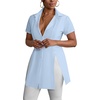 image:imageLYANER Womens Split Shirt Dress Collar Neck Button Down Short Sleeve Sexy Mini Dresses Club OutfitsLight Blue