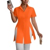 image:imageLYANER Womens Split Shirt Dress Collar Neck Button Down Short Sleeve Sexy Mini Dresses Club OutfitsOrange