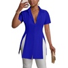 image:imageLYANER Womens Split Shirt Dress Collar Neck Button Down Short Sleeve Sexy Mini Dresses Club OutfitsRoyal Blue