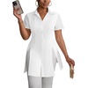 image:imageLYANER Womens Split Shirt Dress Collar Neck Button Down Short Sleeve Sexy Mini Dresses Club OutfitsWhite