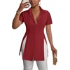 image:imageLYANER Womens Split Shirt Dress Collar Neck Button Down Short Sleeve Sexy Mini Dresses Club OutfitsWine Red