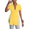 image:imageLYANER Womens Split Shirt Dress Collar Neck Button Down Short Sleeve Sexy Mini Dresses Club OutfitsYellow