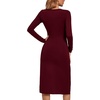 image:imageLYANER Womens Split Thigh Slit Hem Crew Neck Long Sleeve Solid Bodycon Midi DressSolid Wine Red