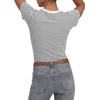 image:imageLYANER Womens Striped Henley V Neck Short Sleeve Dressy Casual Blouse Top ShirtsWhite