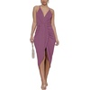 image:imageLYANER Womens Summer V Neck Ruched Wrap Slit Spaghetti Strap Midi Cocktail Wedding Guest DressDusty Purple