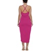 image:imageLYANER Womens Summer V Neck Ruched Wrap Slit Spaghetti Strap Midi Cocktail Wedding Guest DressRose