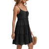 image:imageLYANER Womens Swiss Dot Spaghetti Strap Tie Smocked Tiered Flowy Beach Vacation Mini SundressBlack