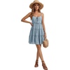 image:imageLYANER Womens Swiss Dot Spaghetti Strap Tie Smocked Tiered Flowy Beach Vacation Mini SundressLight Blue