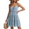 image:imageLYANER Womens Swiss Dot Spaghetti Strap Tie Smocked Tiered Flowy Beach Vacation Mini SundressLight Blue