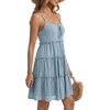 image:imageLYANER Womens Swiss Dot Spaghetti Strap Tie Smocked Tiered Flowy Beach Vacation Mini SundressLight Blue