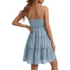 image:imageLYANER Womens Swiss Dot Spaghetti Strap Tie Smocked Tiered Flowy Beach Vacation Mini SundressLight Blue