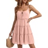 image:imageLYANER Womens Swiss Dot Spaghetti Strap Tie Smocked Tiered Flowy Beach Vacation Mini SundressLight Pink