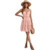 image:imageLYANER Womens Swiss Dot Spaghetti Strap Tie Smocked Tiered Flowy Beach Vacation Mini SundressLight Pink