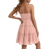 image:imageLYANER Womens Swiss Dot Spaghetti Strap Tie Smocked Tiered Flowy Beach Vacation Mini SundressLight Pink