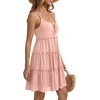 image:imageLYANER Womens Swiss Dot Spaghetti Strap Tie Smocked Tiered Flowy Beach Vacation Mini SundressLight Pink