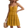 image:imageLYANER Womens Swiss Dot Spaghetti Strap Tie Smocked Tiered Flowy Beach Vacation Mini SundressYellow