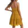 image:imageLYANER Womens Swiss Dot Spaghetti Strap Tie Smocked Tiered Flowy Beach Vacation Mini SundressYellow