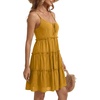 image:imageLYANER Womens Swiss Dot Spaghetti Strap Tie Smocked Tiered Flowy Beach Vacation Mini SundressYellow
