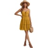 image:imageLYANER Womens Swiss Dot Spaghetti Strap Tie Smocked Tiered Flowy Beach Vacation Mini SundressYellow