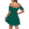 image:imageLYANER Womens Tie Back Off Shoulder Wrap Layer Ruffle A Line Short Sleeve Casual Mini DressPure Deep Green