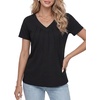 image:imageLYANER Womens V Neck Short Sleeve Pleated Front Dressy Casual Blouse Top ShirtsBlack