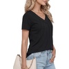 image:imageLYANER Womens V Neck Short Sleeve Pleated Front Dressy Casual Blouse Top ShirtsBlack
