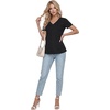 image:imageLYANER Womens V Neck Short Sleeve Pleated Front Dressy Casual Blouse Top ShirtsBlack